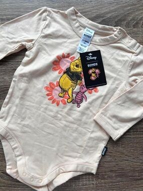 Disney Cream Baby Onesie with Winnie the Pooh & Pink Floral Print